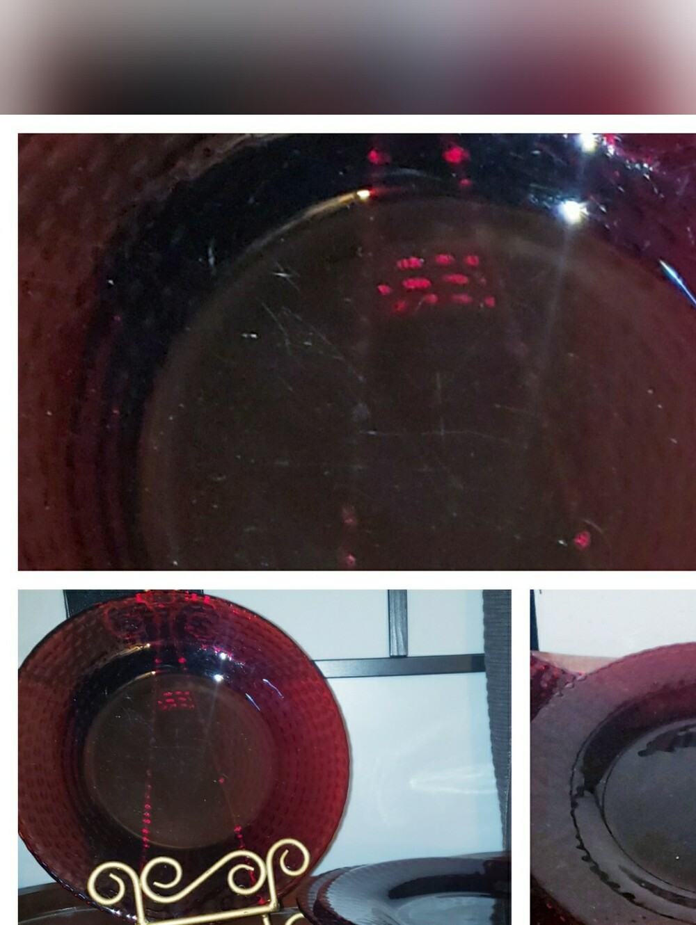 Ruby Red Depression Glass Plates (4)